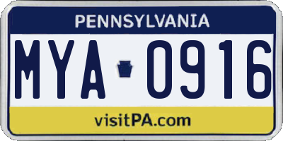 PA license plate MYA0916