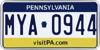 PA license plate MYA0944