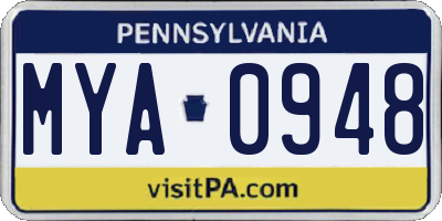 PA license plate MYA0948