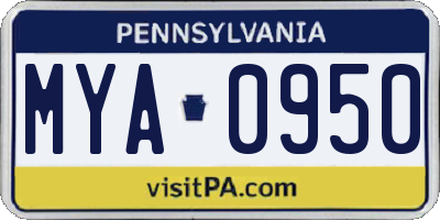 PA license plate MYA0950