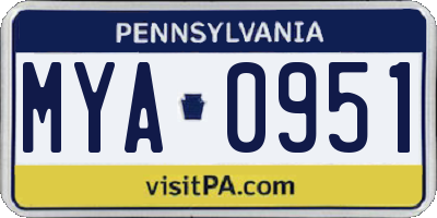 PA license plate MYA0951