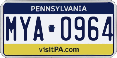PA license plate MYA0964