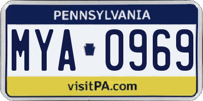 PA license plate MYA0969