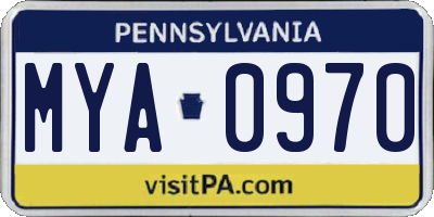 PA license plate MYA0970