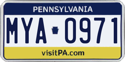 PA license plate MYA0971