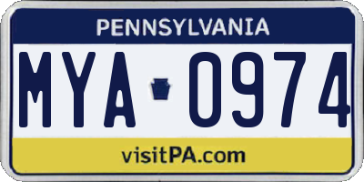 PA license plate MYA0974