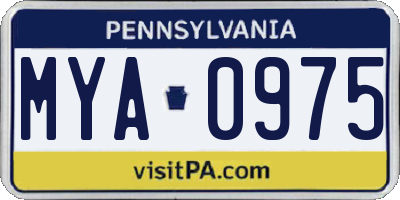 PA license plate MYA0975