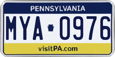PA license plate MYA0976