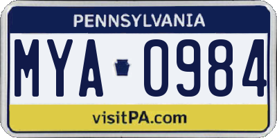 PA license plate MYA0984