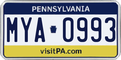 PA license plate MYA0993