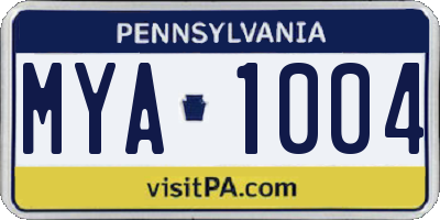 PA license plate MYA1004