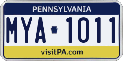 PA license plate MYA1011