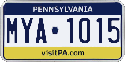 PA license plate MYA1015