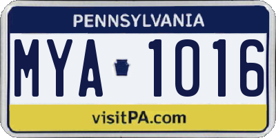 PA license plate MYA1016