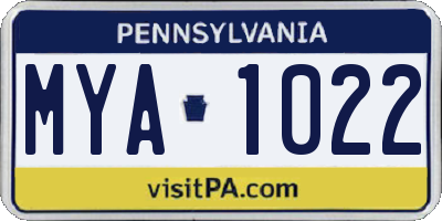PA license plate MYA1022