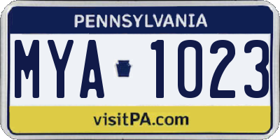 PA license plate MYA1023