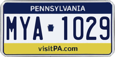 PA license plate MYA1029