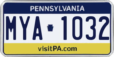 PA license plate MYA1032