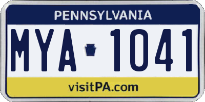 PA license plate MYA1041