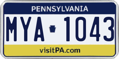 PA license plate MYA1043