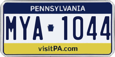 PA license plate MYA1044