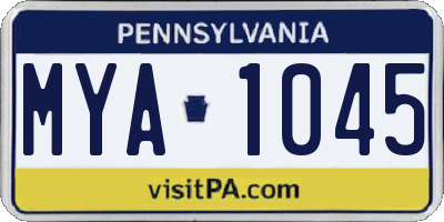 PA license plate MYA1045