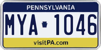 PA license plate MYA1046