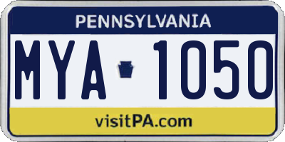 PA license plate MYA1050