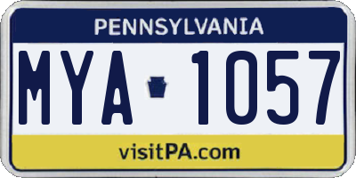 PA license plate MYA1057