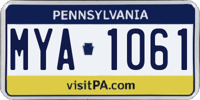 PA license plate MYA1061