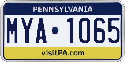 PA license plate MYA1065