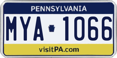 PA license plate MYA1066
