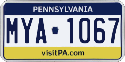PA license plate MYA1067