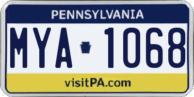 PA license plate MYA1068
