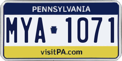 PA license plate MYA1071