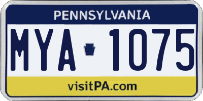 PA license plate MYA1075