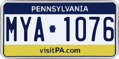 PA license plate MYA1076