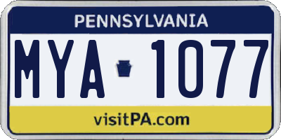 PA license plate MYA1077