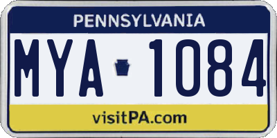 PA license plate MYA1084