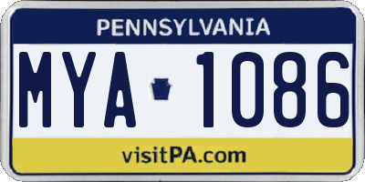 PA license plate MYA1086