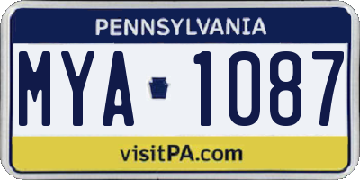 PA license plate MYA1087
