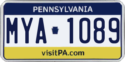 PA license plate MYA1089