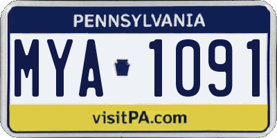 PA license plate MYA1091