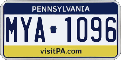 PA license plate MYA1096