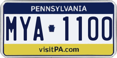 PA license plate MYA1100
