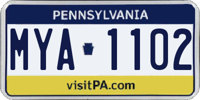 PA license plate MYA1102