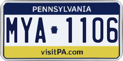 PA license plate MYA1106
