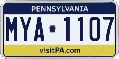 PA license plate MYA1107