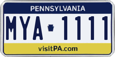 PA license plate MYA1111