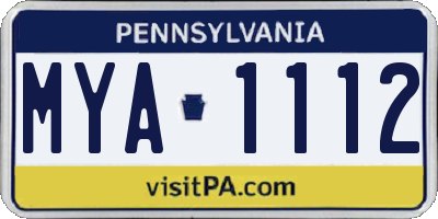 PA license plate MYA1112